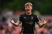 23 May 2025; Conan Noonan of Waterford reacts during the SSE Airtricity Men's Premier Division match between St Patrick's Athletic and Waterford at Richmond Park in Dublin. Photo by Seb Daly/Sportsfile