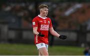 23 May 2025; Cathal McCarthy of Cork reacts after being shown a red card during the Electric Ireland Munster GAA Football Minor Championship final match between Kerry and Cork at Austin Stack Park in Tralee, Kerry. Photo by Brendan Moran/Sportsfile