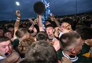 23 May 2025; Gearóid White of Kerry, centre, and team mates celebrate after the Electric Ireland Munster GAA Football Minor Championship final match between Kerry and Cork at Austin Stack Park in Tralee, Kerry. Photo by Brendan Moran/Sportsfile