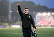 23 May 2025; Shamrock Rovers manager Stephen Bradley celebrates after the SSE Airtricity Men's Premier Division match between Derry City and Shamrock Rovers at The Ryan McBride Brandywell Stadium in Derry. Photo by Stephen McCarthy/Sportsfile