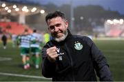 23 May 2025; Shamrock Rovers manager Stephen Bradley celebrates after the SSE Airtricity Men's Premier Division match between Derry City and Shamrock Rovers at The Ryan McBride Brandywell Stadium in Derry. Photo by Stephen McCarthy/Sportsfile
