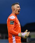 23 May 2025; Drogheda United goalkeeper Luke Dennison celebrates after his side's victory in the SSE Airtricity Men's Premier Division match between Drogheda United and Bohemians at Sullivan & Lambe Park in Drogheda, Louth. Photo by Shauna Clinton/Sportsfile