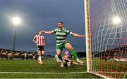 23 May 2025; Aaron McEneff of Shamrock Rovers celebrates after scoring his side's second goal during the SSE Airtricity Men's Premier Division match between Derry City and Shamrock Rovers at The Ryan McBride Brandywell Stadium in Derry. Photo by Stephen McCarthy/Sportsfile