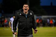 23 May 2025; Drogheda United manager Kevin Doherty celebrates after the SSE Airtricity Men's Premier Division match between Drogheda United and Bohemians at Sullivan & Lambe Park in Drogheda, Louth. Photo by Shauna Clinton/Sportsfile