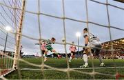 23 May 2025; Michael Noonan of Shamrock Rovers scores his side's first goal during the SSE Airtricity Men's Premier Division match between Derry City and Shamrock Rovers at The Ryan McBride Brandywell Stadium in Derry. Photo by Stephen McCarthy/Sportsfile