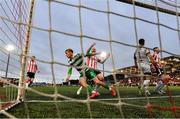 23 May 2025; Michael Noonan of Shamrock Rovers after scoring his side's first goal during the SSE Airtricity Men's Premier Division match between Derry City and Shamrock Rovers at The Ryan McBride Brandywell Stadium in Derry. Photo by Stephen McCarthy/Sportsfile