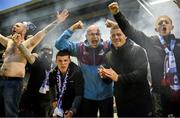 23 May 2025; Drogheda United supporters celebrate their victory in the SSE Airtricity Men's Premier Division match between Drogheda United and Bohemians at Sullivan & Lambe Park in Drogheda, Louth. Photo by Shauna Clinton/Sportsfile
