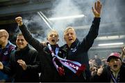 23 May 2025; Drogheda United supporters celebrate their victory in the SSE Airtricity Men's Premier Division match between Drogheda United and Bohemians at Sullivan & Lambe Park in Drogheda, Louth. Photo by Shauna Clinton/Sportsfile