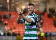 23 May 2025; Jack Byrne of Shamrock Rovers celebrates after the SSE Airtricity Men's Premier Division match between Derry City and Shamrock Rovers at The Ryan McBride Brandywell Stadium in Derry. Photo by Stephen McCarthy/Sportsfile