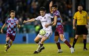 23 May 2025; Colm Whelan of Bohemians in action against Luke Heeney of Drogheda United during the SSE Airtricity Men's Premier Division match between Drogheda United and Bohemians at Sullivan & Lambe Park in Drogheda, Louth. Photo by Shauna Clinton/Sportsfile