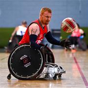 24 May 2025; Andy Allen of Ulster Barbarians during the Irish Wheelchair Rugby League final match between Ulster Barbarians and Laois Lions at the IWA Sports Centre in Clontarf, Dublin. The Irish Wheelchair Rugby League came to its conclusion at IWA-Sport, Clontarf, where Cork’s Rebel Wheelers Multi-Sport Club, Leinster Wheelchair Rugby Club and Ulster Barbarians faced off to decide who’d be crowned league champions. The league went right down to the wire with all three sides still mathematically able to clinch the title. Photo by Tyler Miller/Sportsfile