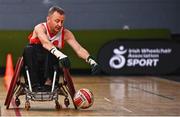 24 May 2025; John MacCarthy of Rebel Wheelers MSC during the Irish Wheelchair Rugby League final match between Ulster Barbarians and Rebel Wheelers MSC at the IWA Sports Centre in Clontarf, Dublin. The Irish Wheelchair Rugby League came to its conclusion at IWA-Sport, Clontarf, where Cork’s Rebel Wheelers Multi-Sport Club, Leinster Wheelchair Rugby Club and Ulster Barbarians faced off to decide who’d be crowned league champions. The league went right down to the wire with all three sides still mathematically able to clinch the title. Photo by Tyler Miller/Sportsfile