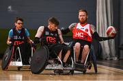 24 May 2025; Alan Lynch of Rebel Wheelers MSC in action against Chris Meneilly of Ulster Barbarians during the Irish Wheelchair Rugby League final match between Ulster Barbarians and Rebel Wheelers MSC at the IWA Sports Centre in Clontarf, Dublin. The Irish Wheelchair Rugby League came to its conclusion at IWA-Sport, Clontarf, where Cork’s Rebel Wheelers Multi-Sport Club, Leinster Wheelchair Rugby Club and Ulster Barbarians faced off to decide who’d be crowned league champions. The league went right down to the wire with all three sides still mathematically able to clinch the title. Photo by Tyler Miller/Sportsfile
