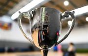24 May 2025; A general view of the trophy during the Irish Wheelchair Rugby League final match between Ulster Barbarians and Rebel Wheelers MSC at the IWA Sports Centre in Clontarf, Dublin. The Irish Wheelchair Rugby League came to its conclusion at IWA-Sport, Clontarf, where Cork’s Rebel Wheelers Multi-Sport Club, Leinster Wheelchair Rugby Club and Ulster Barbarians faced off to decide who’d be crowned league champions. The league went right down to the wire with all three sides still mathematically able to clinch the title. Photo by Tyler Miller/Sportsfile