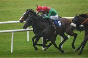 24 May 2025; Apercu, 8, with Billy Lee up, on their way to winning the Tulfarris Hotel And Golf Resort Handicap, from second place Cloud Seeker, behind, with Andrew Joseph Slattery up, during day two of the Tattersalls Irish Guineas Festival at The Curragh Racecourse in Kildare. Photo by Seb Daly/Sportsfile