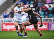 24 May 2025; Jack Travers of Kildare in action against Ruairí McCrickard of Down during the Joe McDonagh Cup match between Kildare and Down at Cedral St Conleth's in Newbridge, Kildare. Photo by Piaras Ó Mídheach/Sportsfile