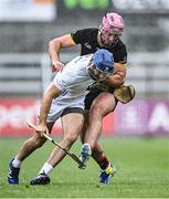 24 May 2025; Jack Travers of Kildare in action against Ruairí McCrickard of Down during the Joe McDonagh Cup match between Kildare and Down at Cedral St Conleth's in Newbridge, Kildare. Photo by Piaras Ó Mídheach/Sportsfile