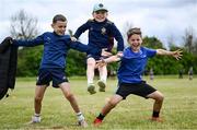 24 May 2025; Skerries, Dublin, supporters during the X Rugby 7s Boys match between Moate, Westmeath, and Skerries, Dublin, during day one of the Cairn Community Games Multi-Sports Finals 2025 at Gormanston Park in Meath. Photo by Shauna Clinton/Sportsfile