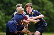 24 May 2025; Hugh Lohan of Clara, Offaly, in action during the X Rugby 7s Boys match between Moate, Westmeath, and Skerries, Dublin, during day one of the Cairn Community Games Multi-Sports Finals 2025 at Gormanston Park in Meath. Photo by Shauna Clinton/Sportsfile