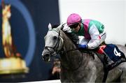 24 May 2025; Field Of Gold, with Colin Keane up, cross the line to win the Tattersalls Irish 2,000 Guineas during day two of the Tattersalls Irish Guineas Festival at The Curragh Racecourse in Kildare. Photo by Seb Daly/Sportsfile