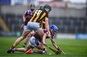 24 May 2025; Ethan Coleman of Galway in action against David McGee of Kilkenny during the Electric Ireland Leinster GAA Hurling Minor Championship final match between Kilkenny and Galway at Laois Hire O'Moore Park in Portlaoise, Laois. Photo by Tyler Miller/Sportsfile
