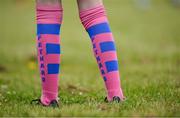 24 May 2025; The socks of a Fethard-Killusty player are seen during the X Rugby 7s Girls match between Moate, Westmeath, and Fethard-Killusty, Tipperary, during day one of the Cairn Community Games Multi-Sports Finals 2025 at Gormanston Park in Meath. Photo by Shauna Clinton/Sportsfile