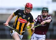 24 May 2025; Jake Mullen of Kilkenny in action against Aodhán McDonagh of Galway during the Electric Ireland Leinster GAA Hurling Minor Championship final match between Kilkenny and Galway at Laois Hire O'Moore Park in Portlaoise, Laois. Photo by Tyler Miller/Sportsfile