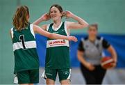 24 May 2025; Clonguish, Longford, players celebrate after their victory in the Basketball U13 Girls match between Clonguish, Longford, and Clontibret, Monaghan, on day one of the Cairn Community Games Multi-Sports Finals 2025 at Gormanston Park in Meath. Photo by Shauna Clinton/Sportsfile