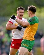 24 May 2025; Michael McKernan of Tyrone and Hugh McFadden of Donegal during the GAA Football All-Ireland Senior Championship Round 1 match between Donegal and Tyrone at MacCumhaill Park in Ballybofey, Donegal. Photo by Ramsey Cardy/Sportsfile