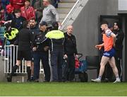 24 May 2025; Monaghan manager Gabriel Bannigan on the sideline after having words with Louth manager Ger Brennan, not pictured, during the GAA Football All-Ireland Senior Championship Round 1 match between Louth and Monaghan at Cedral St Conleth's in Newbridge, Kildare. Photo by Piaras Ó Mídheach/Sportsfile