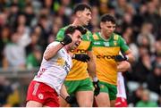 24 May 2025; Darren McCurry of Tyrone celebrates kicking a point during the GAA Football All-Ireland Senior Championship Round 1 match between Donegal and Tyrone at MacCumhaill Park in Ballybofey, Donegal. Photo by Ramsey Cardy/Sportsfile