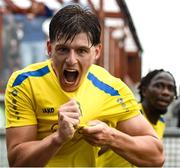 24 May 2025; Jason Cross of Fairview Rangers celebrates after scoring his side's second goal during the FAI Junior Cup final match between Fairview Rangers and North End United at Turner's Cross in Cork. Photo by Tom Beary/Sportsfile