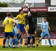 24 May 2025; North End United goalkeeper Jason McGuire punches clear during the FAI Junior Cup final match between Fairview Rangers and North End United at Turner's Cross in Cork. Photo by Tom Beary/Sportsfile