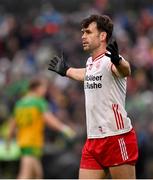 24 May 2025; Darren McCurry of Tyrone reacts at the final whistle of the GAA Football All-Ireland Senior Championship Round 1 match between Donegal and Tyrone at MacCumhaill Park in Ballybofey, Donegal. Photo by Ramsey Cardy/Sportsfile