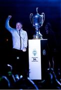 24 May 2025; Ferencváros head coach Robbie Keane celebrates, at the Groupama Arena in Budapest, after his side won the OTP Bank Liga title following thier victory over ETO Gyor in Hungary. Photo by Nikola Krstic/Sportsfile