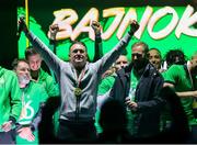 24 May 2025; Ferencváros head coach Robbie Keane celebrates, at the Groupama Arena in Budapest, after his side won the OTP Bank Liga title following thier victory over ETO Gyor in Hungary. Photo by Nikola Krstic/Sportsfile