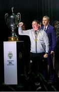 24 May 2025; Ferencváros head coach Robbie Keane celebrates, at the Groupama Arena in Budapest, after his side won the OTP Bank Liga title following thier victory over ETO Gyor in Hungary. Photo by Nikola Krstic/Sportsfile