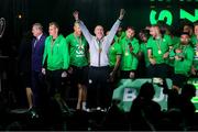 24 May 2025; Ferencváros head coach Robbie Keane celebrates, at the Groupama Arena in Budapest, after his side won the OTP Bank Liga title following thier victory over ETO Gyor in Hungary. Photo by Nikola Krstic/Sportsfile