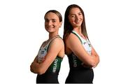 24 May 2025; Rowing Ireland High Performance Athletes 2025 during a portrait session at the National Rowing Centre in Farran Woods, Cork. Pictured is Mags Cremen of UCC Rowing Club/Lee Rowing Club and Zoe Hyde of Tralee Rowing Club. Photo by Tom Beary/Sportsfile