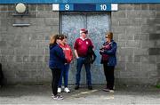 25 May 2025; Galway supporters wait outside the stadium before the Leinster GAA Hurling Senior Championship Round 5 match between Dublin and Galway at Parnell Park in Dublin. Photo by Tyler Miller/Sportsfile