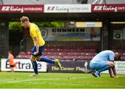 24 May 2025; Josh McCarthy of Fairview Rangers celebrates after scoring his side's third goal during the FAI Junior Cup final match between Fairview Rangers and North End United at Turner's Cross in Cork. Photo by Tom Beary/Sportsfile