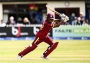 25 May 2025; West Indies batter Keacy Carty during match three of the One Day International Series between Ireland and the West Indies at Castle Avenue Cricket Ground in Dublin. Photo by Seb Daly/Sportsfile