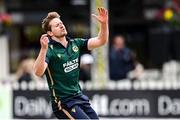 25 May 2025; Ireland bowler Barry McCarthy reacts during match three of the One Day International Series between Ireland and the West Indies at Castle Avenue Cricket Ground in Dublin. Photo by Seb Daly/Sportsfile