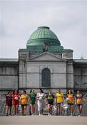 27 May 2025; At the launch of the 2025 TG4 All-Ireland Ladies Football Championships in Athlone, Westmeath, are, from left, Kate Geraghty of Galway, Áine Breen of Louth, Bronagh Devlin of Antrim, Aoibhín Cleary of Meath, Máire Ní Bhraonáin of TG4, Cáit Lynch of Kerry, Ellen Irwin of Roscommon, Roisin Rodgers of Donegal and Ailish Considine of Clare. The 2025 TG4 All-Ireland Championships were launched at Croke Park today, after a number of top inter-county stars travelled to Athlone in Westmeath to mark the beginning of the TG4 All-Ireland series. The 2025 TG4 All-Ireland Junior, Intermediate and Senior Finals will be played at Croke Park on Sunday, August 3, 2025. #ProperFan. Photo by Brendan Moran/Sportsfile