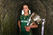 27 May 2025; At the launch of the 2025 TG4 All-Ireland Ladies Football Championships is Aoibhín Cleary of Meath with the Brendan Martin cup. The 2025 TG4 All-Ireland Championships were launched at Croke Park today, after a number of top inter-county stars travelled to Athlone in Westmeath to mark the beginning of the TG4 All-Ireland series. The 2025 TG4 All-Ireland Junior, Intermediate and Senior Finals will be played at Croke Park on Sunday, August 3, 2025. #ProperFan. Photo by Brendan Moran/Sportsfile
