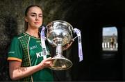 27 May 2025; At the launch of the 2025 TG4 All-Ireland Ladies Football Championships is Aoibhín Cleary of Meath with the Brendan Martin cup. The 2025 TG4 All-Ireland Championships were launched at Croke Park today, after a number of top inter-county stars travelled to Athlone in Westmeath to mark the beginning of the TG4 All-Ireland series. The 2025 TG4 All-Ireland Junior, Intermediate and Senior Finals will be played at Croke Park on Sunday, August 3, 2025. #ProperFan. Photo by Brendan Moran/Sportsfile