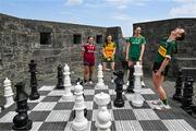 27 May 2025; At the launch of the 2025 TG4 All-Ireland Ladies Football Championships are senior players, from left, Kate Geraghty of Galway, Roisin Rodgers of Donegal, Aoibhín Cleary of Meath and Cáit Lynch of Kerry. The 2025 TG4 All-Ireland Championships were launched at Croke Park today, after a number of top inter-county stars travelled to Athlone in Westmeath to mark the beginning of the TG4 All-Ireland series. The 2025 TG4 All-Ireland Junior, Intermediate and Senior Finals will be played at Croke Park on Sunday, August 3, 2025. #ProperFan. Photo by Brendan Moran/Sportsfile