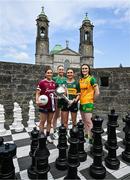 27 May 2025; At the launch of the 2025 TG4 All-Ireland Ladies Football Championships are senior players, from left, Kate Geraghty of Galway, Aoibhín Cleary of Meath, Cáit Lynch of Kerry and Roisin Rodgers of Donegal with the Brendan Martin cup. The 2025 TG4 All-Ireland Championships were launched at Croke Park today, after a number of top inter-county stars travelled to Athlone in Westmeath to mark the beginning of the TG4 All-Ireland series. The 2025 TG4 All-Ireland Junior, Intermediate and Senior Finals will be played at Croke Park on Sunday, August 3, 2025. #ProperFan. Photo by Brendan Moran/Sportsfile