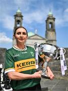 27 May 2025; At the launch of the 2025 TG4 All-Ireland Ladies Football Championships is Cáit Lynch of Kerry with the Brendan Martin cup. The 2025 TG4 All-Ireland Championships were launched at Croke Park today, after a number of top inter-county stars travelled to Athlone in Westmeath to mark the beginning of the TG4 All-Ireland series. The 2025 TG4 All-Ireland Junior, Intermediate and Senior Finals will be played at Croke Park on Sunday, August 3, 2025. #ProperFan. Photo by Brendan Moran/Sportsfile