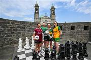 27 May 2025; At the launch of the 2025 TG4 All-Ireland Ladies Football Championships are senior players, from left, Kate Geraghty of Galway, Aoibhín Cleary of Meath, Cáit Lynch of Kerry and Roisin Rodgers of Donegal with the Brendan Martin cup. The 2025 TG4 All-Ireland Championships were launched at Croke Park today, after a number of top inter-county stars travelled to Athlone in Westmeath to mark the beginning of the TG4 All-Ireland series. The 2025 TG4 All-Ireland Junior, Intermediate and Senior Finals will be played at Croke Park on Sunday, August 3, 2025. #ProperFan. Photo by Brendan Moran/Sportsfile
